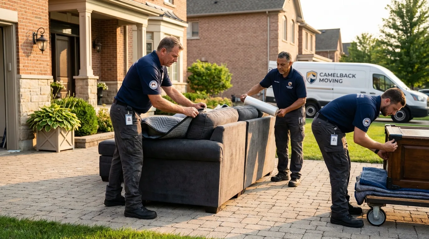 Large estate moving crew wrapping furniture in Cobb, CA